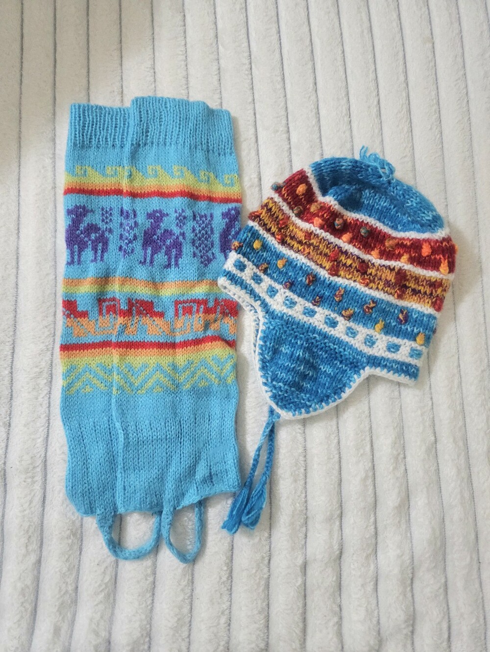 Peruvian Alpaca Wool Chullo Beanie and Leg Warmers